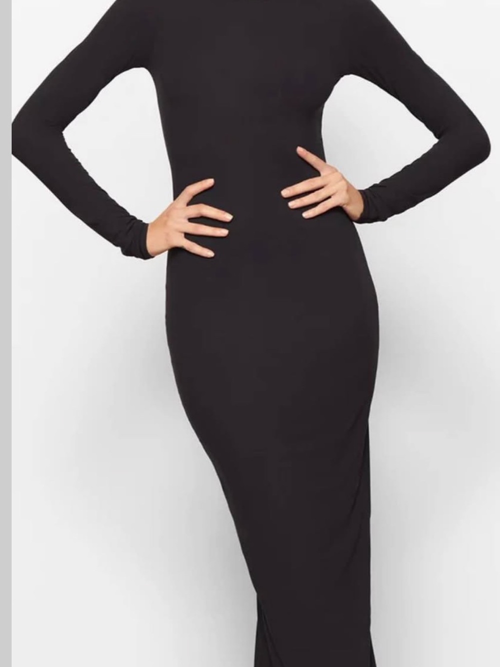 SKIMS fits everybody Black Long Sleeve Maxi Bodycon Dress